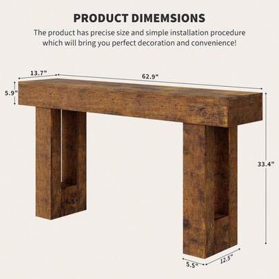 Mesa Consola de Estilo Tronco Imitación Madera Elegante con Diseño de Tira Larga para Decoración de Hogar con Estilo