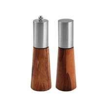 2件套盐和胡椒研磨器，带木底座，不锈钢手动盐和胡椒研磨器，带可调节陶瓷研磨器，适用于厨房、烧烤、野餐 - 彩色 - 查看 12