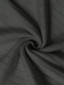 男士条纹 Polo 衫/开衫，翻领，纽扣开襟，短袖毛衣，1 件 - 深灰色 - 查看 6