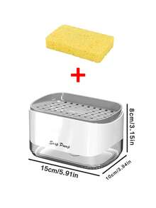 Dispensador de jabón de cocina, espumador de esponja, soporte para esponja, dispensador de jabón para platos con esponja, estante escurridor de esponja, organizador de fregadero de plástico con bandeja de goteo, accesorios de cocina - Utensilios prácticos de cocina - Multicolor - Ver 13