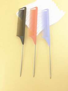 3/6pcs Hair Coloring Highlighting Sectioning Hairstyling Rat Tail Comb - Multicolor - View 6
