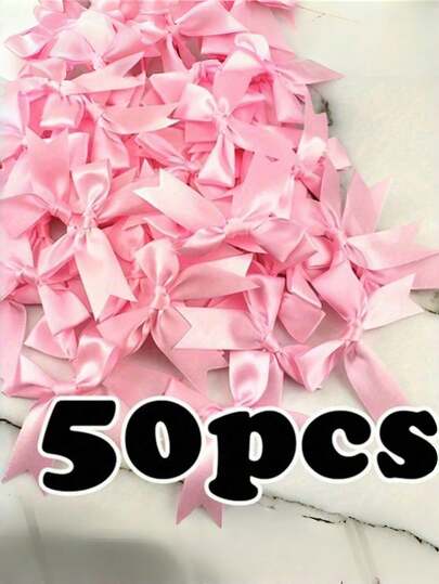 50pcs Large Satin Bows Pink,Black, Suitable For Gift Wrapping, Wedding Decoration Bows, DIY Birthday Party Baking Decorations, Christmas Party Decorations, Candy Cake Gift Wrapping, Souvenir Decorations