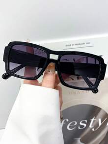 新款时尚百搭双梁方形个性化眼镜，日常复古女式街头风眼镜，高品质日常度假海滩简约休闲复古眼镜 - 彩色 - 查看 4