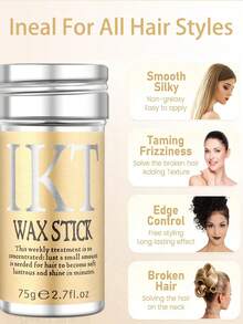 ikt 发蜡棒套装，包含造型刷和尖头梳 - 强力定型发蜡，适用于打造光滑背头、抚平毛躁、造型、编发和日常护发 - 4件套 - 查看 4
