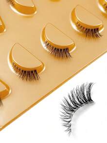 5 Pairs Natural Look Half-Eye Eyelashes Clear Band Transparent Band Soft & Lightweight Reusable Cat Eye Style For Beginners Easy To Wear - Cat Eye Lashes - View 3