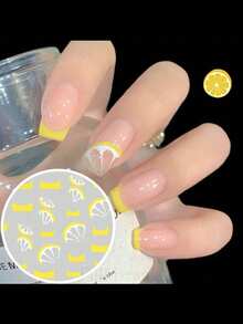 不锈钢角质层推棒、双面指甲锉、指甲打磨器、美甲护理工具、专业灰白指甲抛光块、磁性美甲棒、柠檬香蕉香味美甲贴纸、3D水果美甲贴纸 - 彩色 - 查看 10