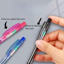 5pcs Minimalist Retractable Ballpoint Pens, Blue & Black Ink Refills, 0.7mm Smooth Writing - 5pcs - View 6