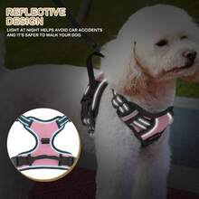 Reflective Dog Harness, No Pull Vest Harness With Handle, Adjustable Soft Padded Pet Harness For Large Dogs - 粉色 - 查看 9