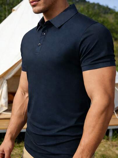 Men's Fashionable Casual Polo Shirt, Suitable For Sports, Outdoor, Cycling, Hiking, Dating, A Great Gift For Boyfriend