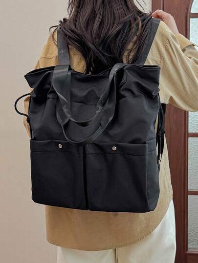 1个男女通用多口袋大容量可调节肩带背包，适合休闲、户外活动和日常通勤。