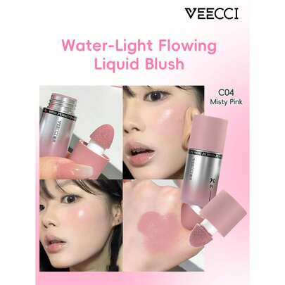 VEECCI 保湿液体腮红，水润质地，提亮肤色，持久妆效，集腮红、高光、修容于一体，适合新手使用。