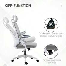Ergonomic Office Chair With Adjustable Headrest And Armrests, Swivel Chair With Adjustable Height, Rocker Function, And Mesh Lumbar Support - Grey - View 9