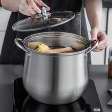 Panci Sup Besar Stainless Steel dengan Tutup - Cocok untuk Kompor Gas, Bagus untuk Merebus Sup, Masakan Rebusan, Penting untuk Dapur | Panci Stainless Steel | Peralatan Masak - panci sup - View 10