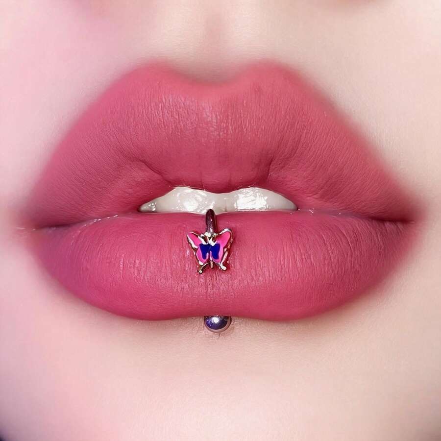 浪漫蝴蝶钛钢外螺纹独特蝴蝶唇环 - 蝴蝶的浪漫 唇環 - 查看 1
