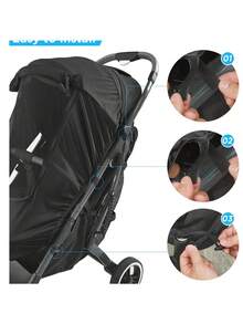 婴儿推车遮阳篷，防紫外线罩，婴儿推车遮阳篷，蚊帐，遮阳伞 - 黑色 - 查看 9