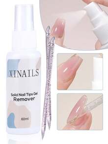 60毫升固体指甲胶卸除液，轻松软化指甲油，按压式指甲胶卸除工具，配有2根卸除棒 - 無色 - 查看 1
