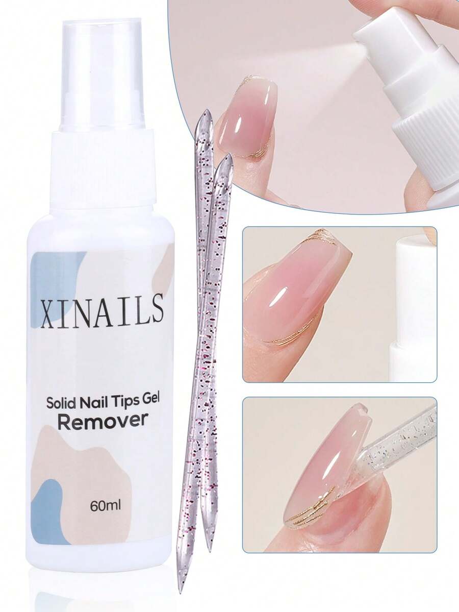 60毫升固体指甲胶卸除液，轻松软化指甲油，按压式指甲胶卸除工具，配有2根卸除棒 - 無色 - 查看 1