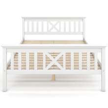 Double Bed, Bed Frame With Rusted Wooden Base - 140 X 200 Cm, Solid Pine, Junior Bed, White - White - View 9