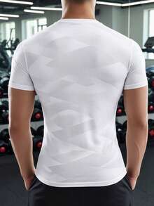 Men's Quick-Dry Breathable Geometric Texture Sports T-Shirt - White - View 2