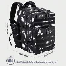 Sac à dos tactique militaire LHI 45 litres résistant à l'eau pour le trekking, la montagne, la chasse et les voyages - Idéal pour les hommes, les sports de plein et l'équipement militaire - Camouflage fluorescent - Voir 11