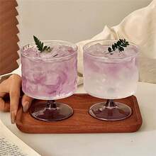 2pcs Unique Tree Bark Textured Purple Stemmed Glasses, Champagne Flutes, Cocktail Glasses, Whiskey Glasses, Tequila Bourbon Glasses, Machine Washable, Elegant Purple Stemware, Perfect Birthday Gift, Party Supplies - Purple - View 8