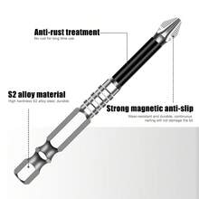 High Hardness Cross Head Bits, Anti-Slip Cross Head Bits S2 Strong Magnet 5A Black Anti-Slip, Suitable For Electric Drill And Electric Screwdriver, High Hardness Steel Bits Resistant To Impact - C-Silver - View 6