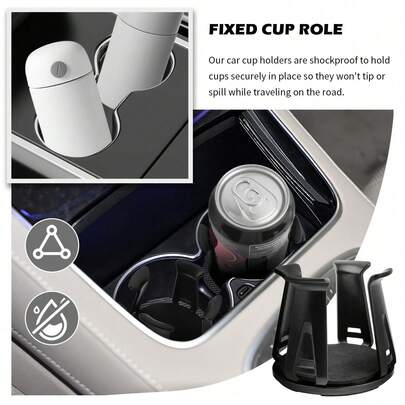 2026 Upgraded Adjustable Clip-On Car Cup Holder Mat, Self-Adhesive Anti-Spill Cup Holder, Universal Car Interior Accessories Fit For Cups & Bottles