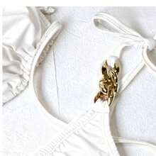 Biquini com corrente PLUS SIZE Feminino Brasileiro detalhes em corrente - Branco - Visão 4