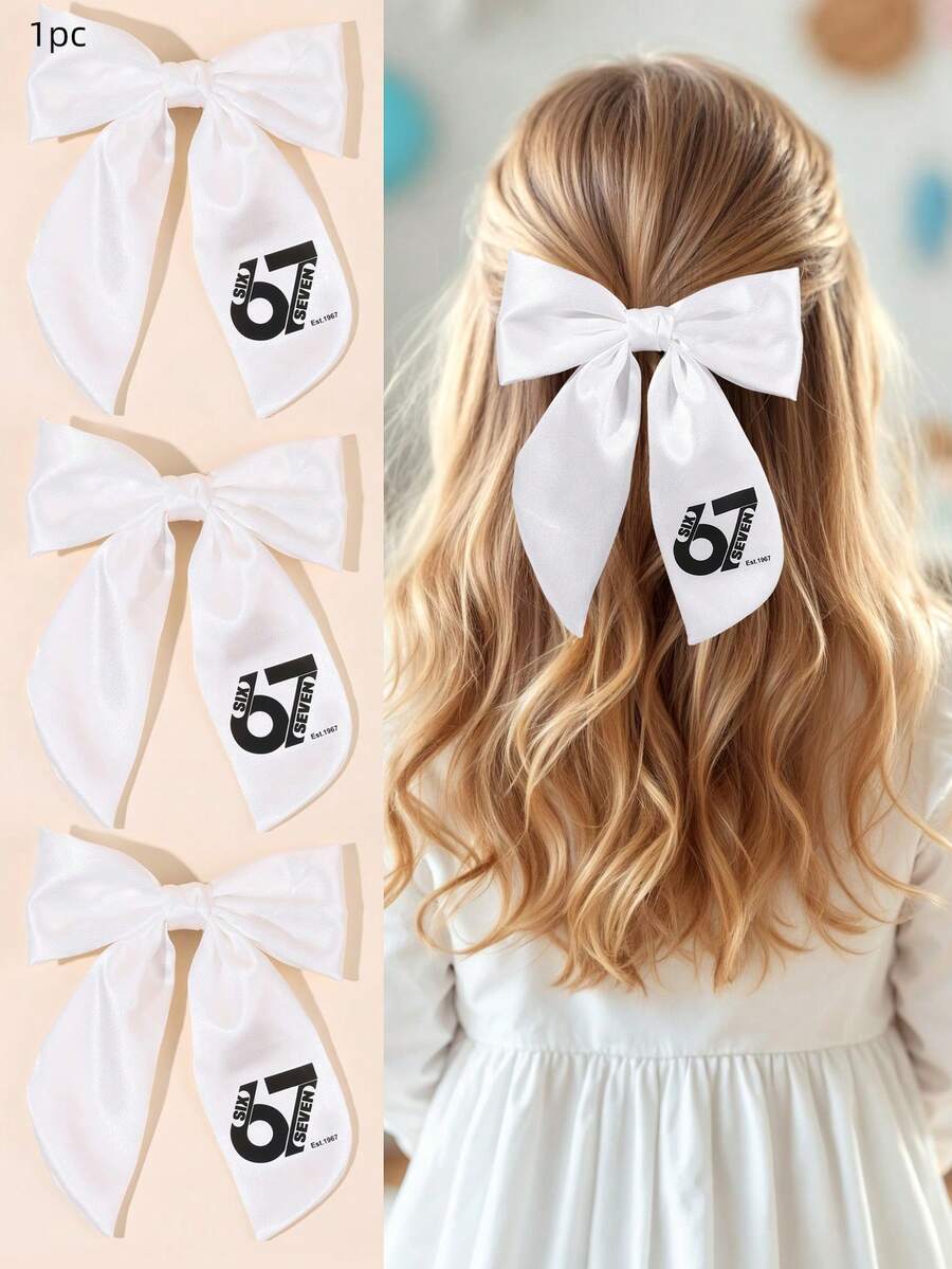 1 chiếc kẹp tóc nơ trắng, thích hợp cho bé gái, phụ kiện kẹp tóc cá sấu thời trang, quà tặng hàng ngày và dự tiệc cho bé gái. - trắng - Xem 1