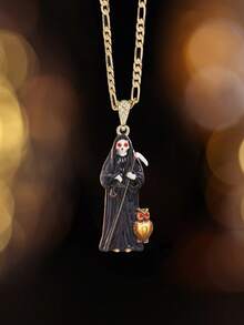 1pc Copper Alloy Santa Necklace Religion Death Icon Hip Hop Jewelry For Teenager, Daily Wear, Party, Prayer, Halloween - Death Style - View 8