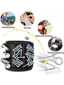 Ultimate DIY Tool - Super Magnetic Wristband Tool Holder, Keeps Screws, Nails, Drill Bits And Bolts In Place - Perfect Gift For Craftsmen, Artists, Electricians, Mechanics, Men And Fathers - Red, Black - Wristband - View 9