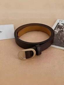 Casual Fashion Versatile Solid Color Buckle Belt, Random Delivery Fall, Autumn, Halloween - Coffee Brown - View 14