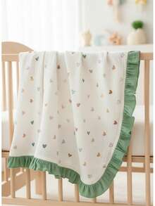 Infant Double-Layer Crinkle Blanket, Newborn Baby Crepe Cloth Printed Swaddling Wrap/Receiving Blanket, Baby Cover Blanket All Season Use - Love - View 1