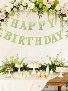 1set(2pcs) - HAPPY BIRTHDAY Black, Lime Green, Gold Glitter Birthday Pennant Flags - Black - View 7