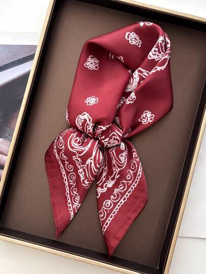 1 st. paisleymönstrad bandana i konstsilke, mångsidig halsduk för män, pannband, dekoration