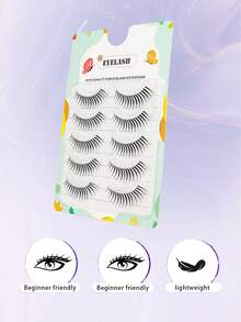 5 pares de pestañas postizas de dibujos animados, fáciles de usar, ahorro de tiempo, amigables con los ojos, con efecto hidratante suave para los ojos - Pestañas mojadas de cómic - Ver 5