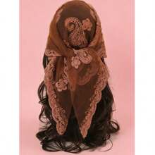 1pc Embroidered Bandana Scarf For Women - Fashion Square Scarf For Dress & Hair, Brown - màu nâu - Xem 3