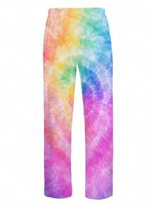 Men's Tie-Dye Printed Casual Pants, Fashionable And , Comfortable And Breathable, Versatile Bottoms Suitable For Everyday Wear - 彩色 - 查看 3