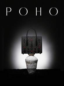 POHO Brand Luxury Women's Handbag Co-Branded Letter Small Tote Bag - CL - Black & Red - Black - View 3