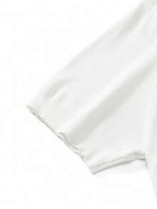 1 chiếc áo polo nam, áo cardigan tay ngắn có cổ cài nút. - trắng - Xem 4