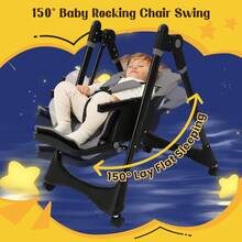 GCCSJ Baby High Chair6-In-1 Foldable Baby High Chair For 0-36 Months - 5 Height Adjustable Convertible Infant Toddler Feeding Chair, Removable Easy-Clean Tray & Locking Wheels, Soft PU Seat High Chair With Safety Harness, Multi-Stage High Chair For Home Dining, Travel & Small Spaces, Available In 6 Colors(The Best Christmas Gift For Children) - Dark Gray + Universal Wheel - View 4