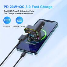 Car FM Wireless Transmitter, Multi-Functional Car Charger, Supports USB Flash Drive Playback, One-Button Hands-Free Calling, Universal Type - C17 - View 4