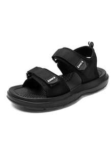 1双男士时尚夏季凉鞋，新款简约防滑透气鞋，耐穿沙滩鞋 - 黑色 - 查看 9