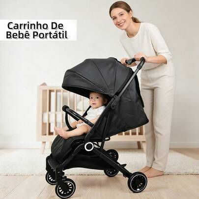 Carrinho de Bebê Passeio Vira Berço Compact Styll Baby Preto