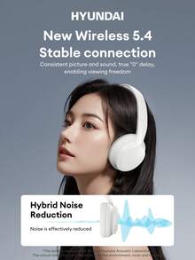 HYUNDAI 现代HY-T02MAX蓝牙耳机，带便携包，5.4 HIFI高清音质，低音浑厚，精准降噪，内置麦克风，适用于音乐、运动、游戏，低延迟，超长续航，简约商务无线耳机，兼容智能手机和平板电脑。 - 白色+收納袋 - 查看 6