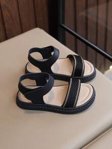 Kids' Breathable Mesh Sandals – Adjustable Hook And Loop Ankle Strap, Lightweight Soft Sole, Casual Summer Toddler Footwear - Black - View 5