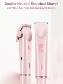 双头剃毛器，二合一女士电动剃毛器，带限位梳的比基尼修剪器，温和清洁毛发修剪器，适用于面部、手臂、大腿和身体剃毛，紫色，母亲节礼物，USB充电，400毫安时电池 - 多色 - 查看 9