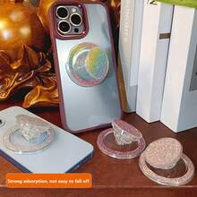 1pc Glitter Magnetic Transparent Air Cushion Telescopic Foldable Slouchy Phone Holder Stand - Multicolor - View 3