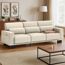 Asofer Sofa, 89 Inch Modern Sofa, 3-Seater Chenille Couch With Wide Armrests & Deep Cushions, For Living Room, Bedroom And Apartment - Màu be - Xem 4