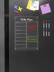1pc Weekly Meal Magnetic Whiteboard Fridge Decor, Reusable Transparent Memo Writing Board, Weekly Meal Planner (Comes With 6 Magnetic Whiteboard Markers) - 1PC - View 8